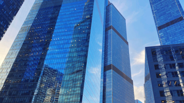 Glass office buildings. Skyscrapers in the business center